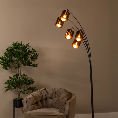 Lucide RANKOS - Stehlampe - 5xE14 - Schwarz - Atmosphäre 1